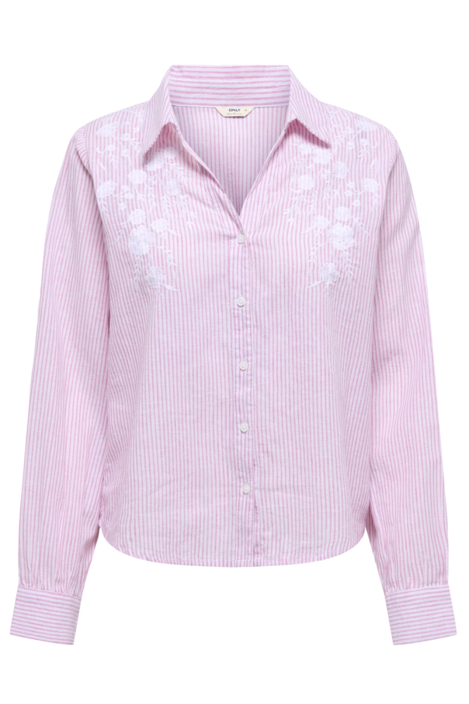 ONLCOSIMA L/S EMB SHIRT EX WVN 15368794 Pink Lady/W. WHITE